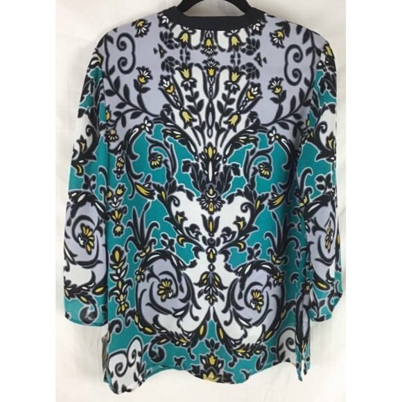 JM Collection Top Medium Teal Floral Tunic New - Picture 5 of 8
